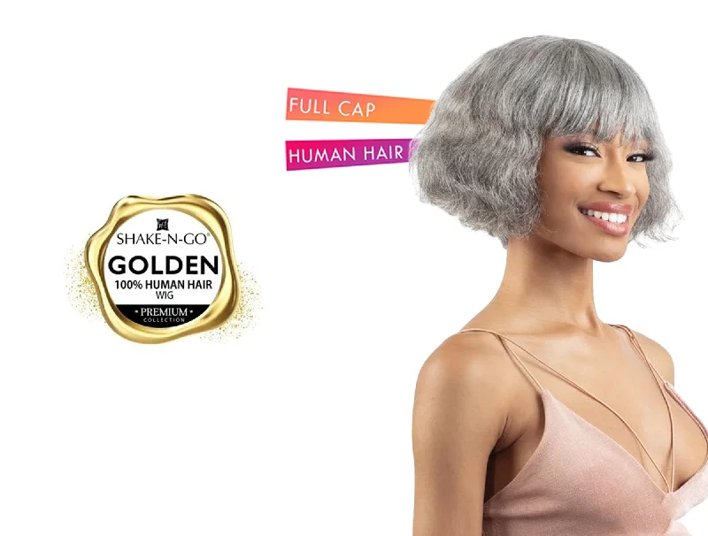 real person hair ring fair craft-SHAKE N GO GOLDEN 100% HUMAN HAIR WIG - CYNTHIA