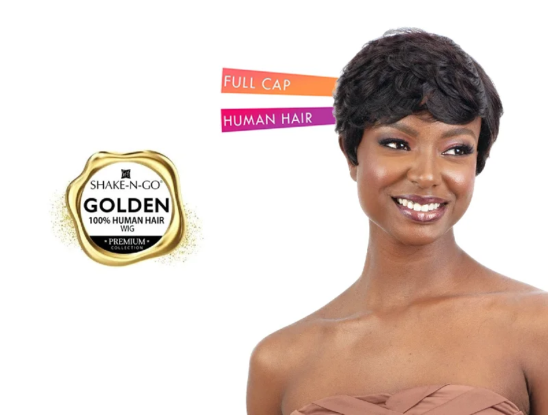 real person hair ring grandparent craft-SHAKE N GO GOLDEN 100% HUMAN HAIR WIG - MEAGAN