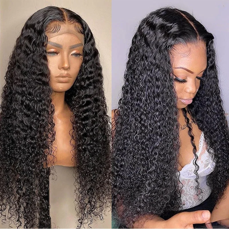 real person hair ring email ring-Full Curly Lace Closure Wigs Pre-Plucked Hairline Human Hair Wigs 180% Density