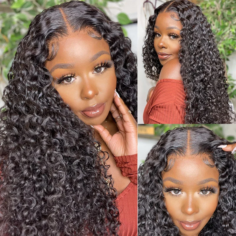 real person hair ring single piece-Jerry Curly Glueless Wigs 13x4 Transparent Lace Front Wigs Original Human Hair