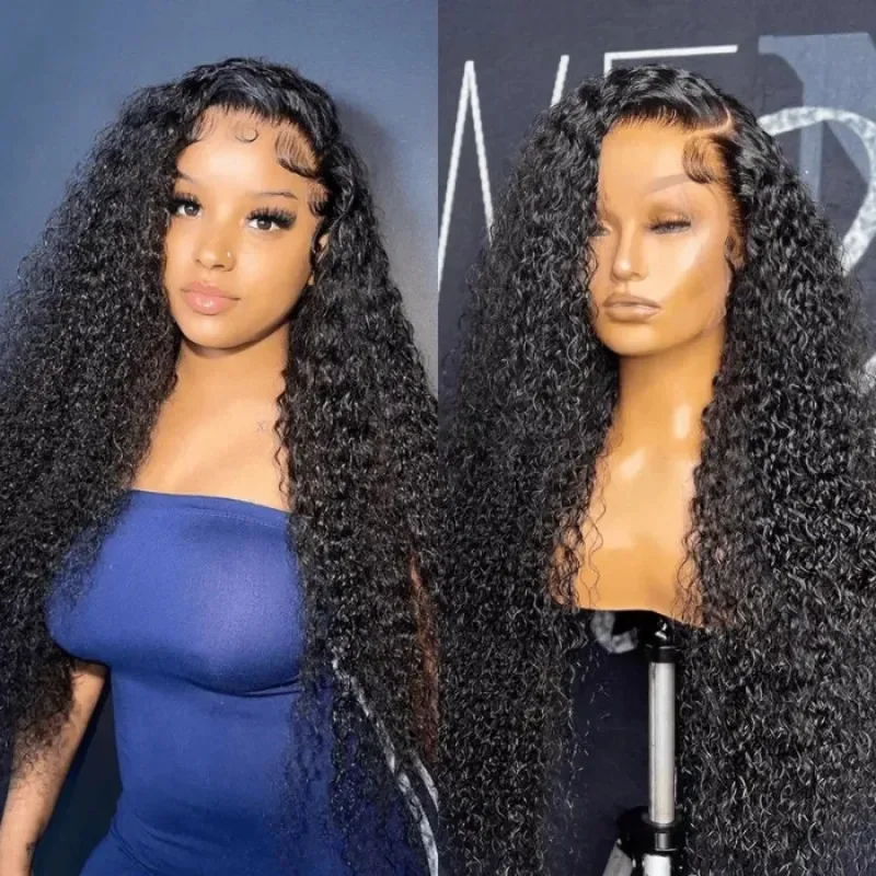 real person hair ring orange glow-Jerry Curly Human Hair Lace Closure Wig 13*4 Lace Front Wigs