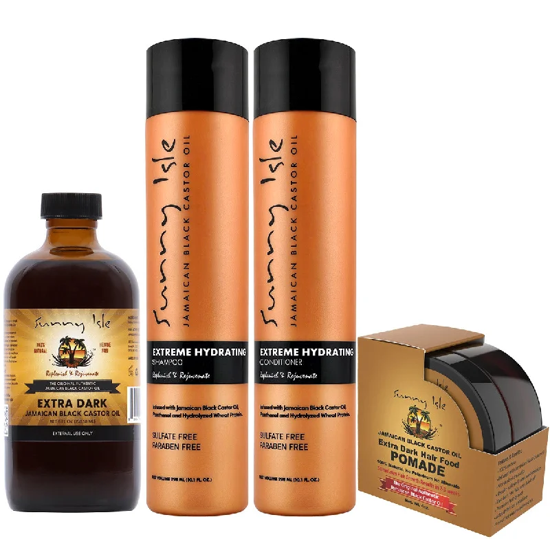 Hydrating lotion-Sunny Isle Extra Dark Jamaican Black Castor Oil Hair Care Kit