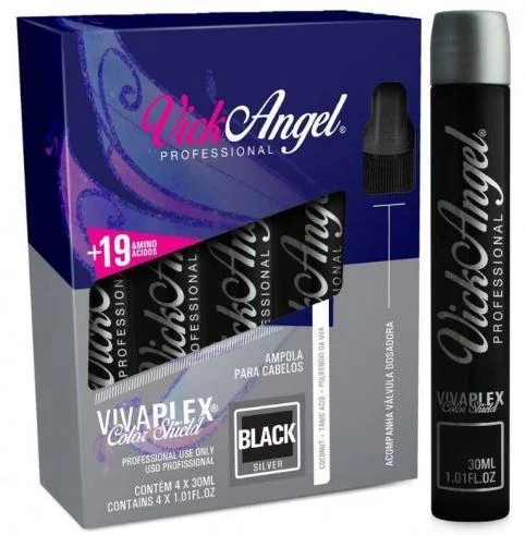 Shine-enhancing spray-Viva Plex Color Shield Black Tinting 19 Amino Acids Ampoules 4x30ml - Vick Angel