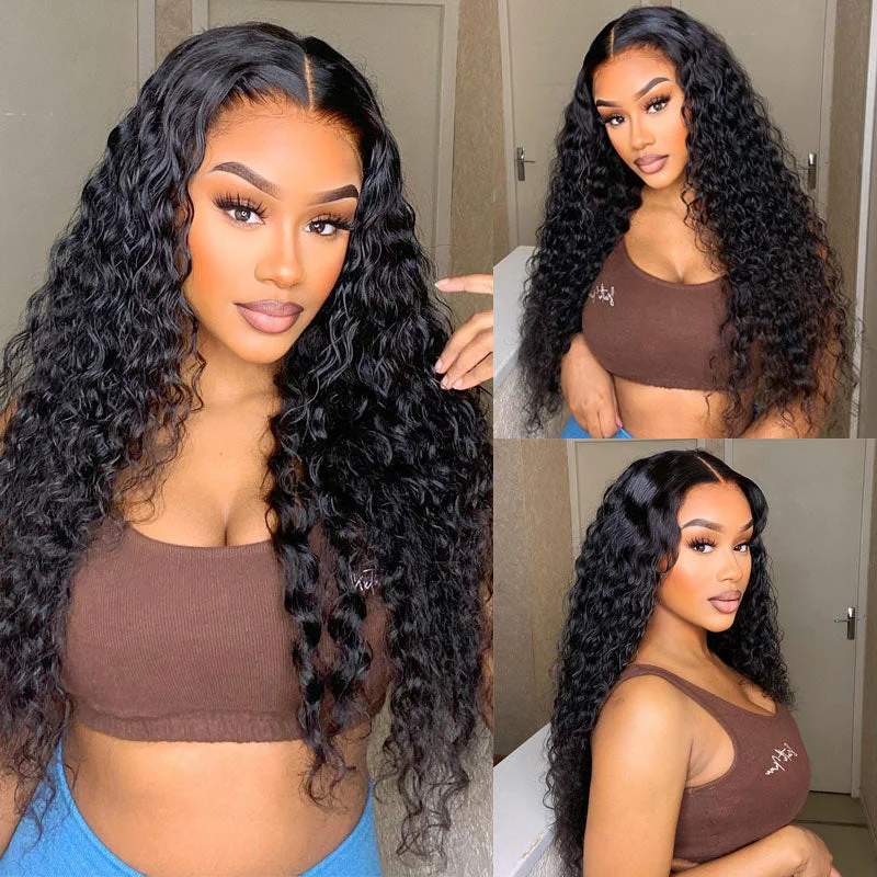 real person hair ring custom run-Water Wave Wig 13x4 Lace Front Wig Pre Plucked Headline 100% Real Human Hair Wig