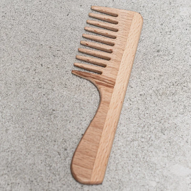 Protein strengthening treatment-Wooden Wide-Tooth Comb With Handle