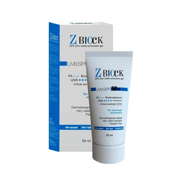 End sealing serum-Z-Block 25% Zinc Oxide spf 50+ Sunscreen Gel, 50ml